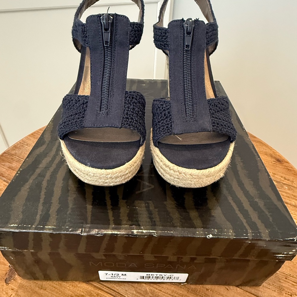Moda Spana Navy Espadrille Wedges